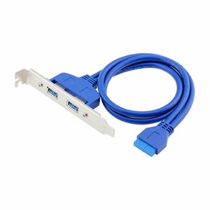 Cwxuan 2 Port USB 3.0 Female Back Panel To Motherboard 20pin Header Connector Cable Adapter With PCI Slot Plate Bracket