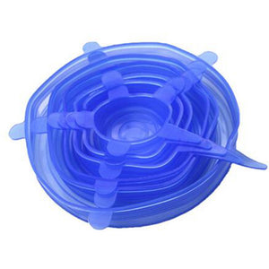 JEDX Stretchable Silicone Saran Wrap Cover Lids Food Bowl Pot Stretch Kitchen Vacuum Seal Bowls Preservation Tool 6Pcs/Set