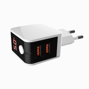 Dual USB Smart Display EU Plug Charger