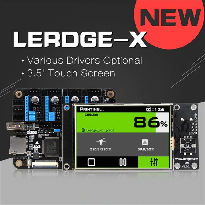 LERDGE-X 3D Printer Controller Board For Reprap 3D Printer With TMC2208 Drive Motherboard And 3.5 Inches Touch Screen Black