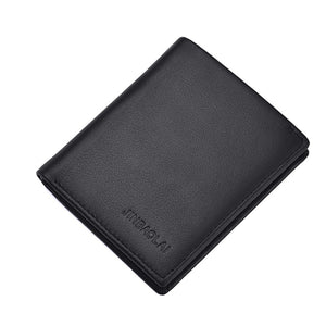 JIN BAO LAI Genuine Leather Men's Wallet, Premium Real Cowhide Short Purse