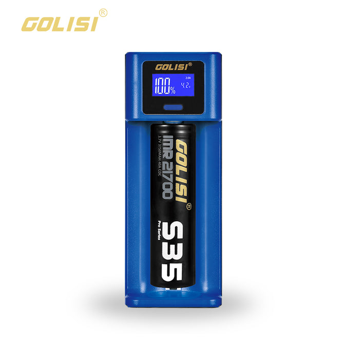 GOLISI I1 One Slot Smart Charger for Lithium Li-ion 18650, 21700, 26650 Battery