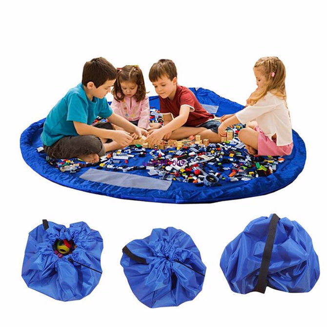 Multifunctional Children\'s Playmat And Toy Storage Bag For Indoor And Outdoor Use Foldable Play Mat For Baby L/Black Green