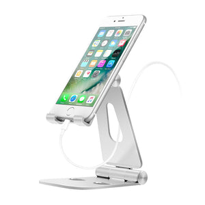 Miimall Foldable Phone/Tablet Stand, Universal 210 Degree Adjustable Aluminum Desktop Holder for iPad iPhone Galaxy
