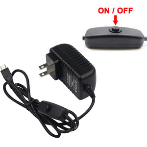 Raspberry Pi Power Supply 5V 3A Switch Button Micro USB Power Charger Adapter Plug for Raspberry Pi 3 Model B+