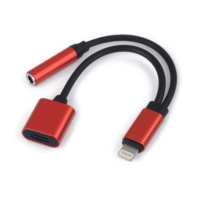 Apple Universal Metal Headphones + Charging 2-in-1 Adapter Cable Red