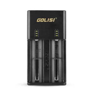 GOLISI O2 2A Smart Fast Charging Two Slot Charger for Lithium Battery, AC 110-240V 50/60HZ DC 12V/1A