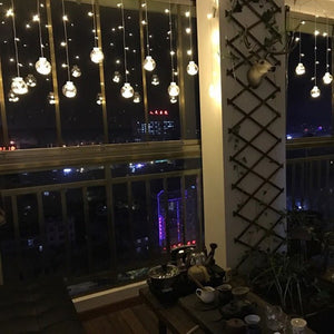 2.5M Crystal Wish Ball Fairy String Light, LED Curtain Light For Indoor Outdoor Xmas Party Garden Festival Decoration Warm White/0-5W