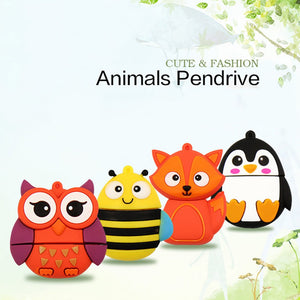 Creative Gift Cartoon USB Flash Drive, Owl Fox Bee Penguin Pen Drive Flash Memory Stick U Disk 16GB/White