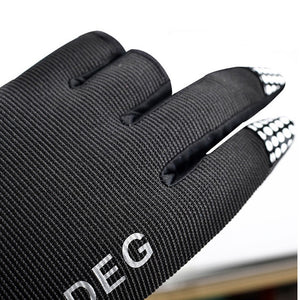 1 Pair Outdoor Sport Waterproof 3 Cut Finger Anti-slip Non-Slip Fishing Gloves Black/M