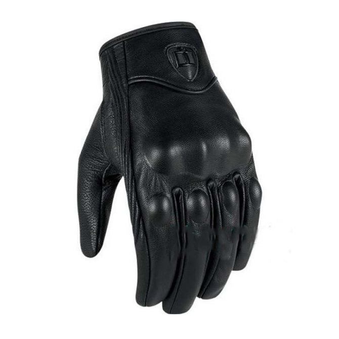 Real Leather Motorcycle Gloves, Windproof Warm Moto Bike Cycling Glove Motocross Protective Gear (1 Pair) Black/M