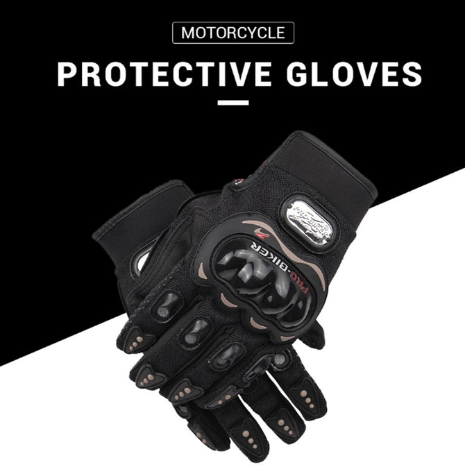 PRO-BIKER 1 Pair Motorcycle Motocross Cycling Gloves Shockproof Riding Racing Tactical Gloves Outdoor Protective Gear Black/M