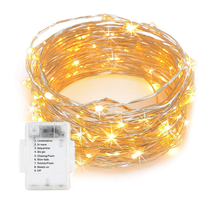 Battery Operated Waterproof Fairy String Lights with Remote Control Timer 8 Modes 33ft 80LED Copper Wire Christmas Lights