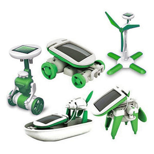 Solar Powered Children\'s Intelligence Toy, DIY Robot Science Experiment Educational Assembly Toy For Kids Parents Green