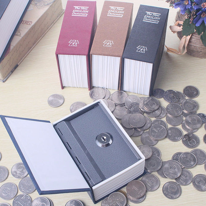 Dictionary Mini Safe Box, Book Money Hidden Secret Security Safe Lock Cash Money Coin Storage Jewelry Key Locker For Kid Gold