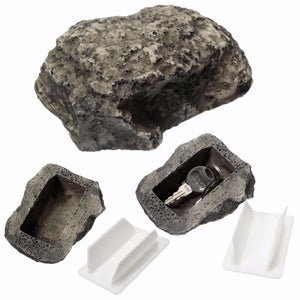 Outdoor Garden Key Box, Rock Hidden Safes, Hide In Stone Security Safe Storage Box Gray