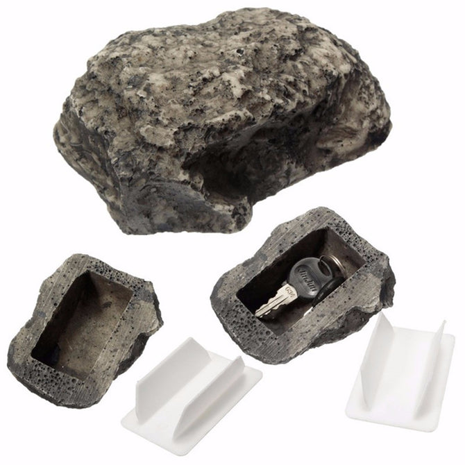 Outdoor Garden Key Box, Rock Hidden Safes, Hide In Stone Security Safe Storage Box Gray