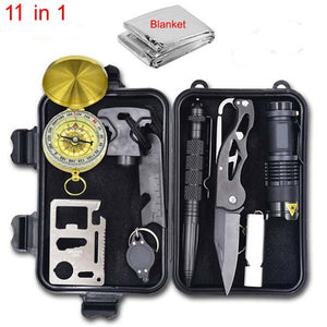 ESAMACT Emergency Survival Gear Multi Tool First Aid Kit Outdoor Camping SOS Survival Tool Kit Whistle Flashlight Knife