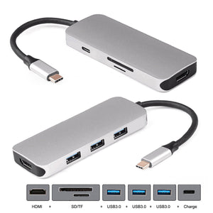 CY UC-082 Dock USB-C to HDMI & 3 Ports HUB & TF SD Card Reader & Charger Multiport Adapter