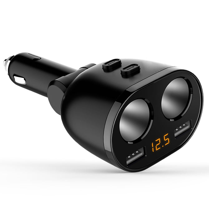 ESAMACT NEW 12V-24V Car Cigarette Lighter Socket Splitter Plug LED Dual USB Car Charger Adapter Voltage Detection