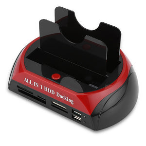 All in One Dual Bay 2.5 Inch 3.5 Inch HDD Docking Station eSATA & USB 2.0 to IDE SATA Hard Disk Cloning Docking With Card Reader