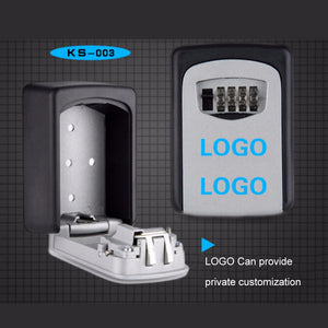 Key Lock Box, Wall Mounted Aluminum Alloy Key Safe Box, Weatherproof 4 Digit Combination Keys Storage Lock Box Black