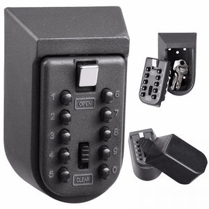 Wall Mounted Key Hidden Storage Safe Box With 10-Digital Password Lock, Weatherproof Key Case For Home Office Black