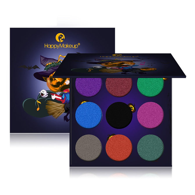 HappyMakeup Charming Eyeshadow Pigment Palette, Makeup Cosmetic Diamond Glitter Metallic 9 Colors Eye Shadow Kit As the Picture