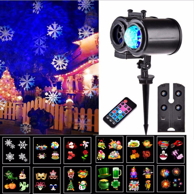 Portable Remote Control Projection LED Lamp For Christmas Halloween Home Garden Decoration - US Plug RGB/11-15W