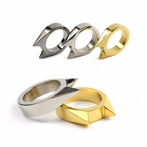 Trendy Cat Ear Self-Defense Finger Ring Pendant Keychain, Multifunction Outdoor EDC Tactical Survival Tool Gray