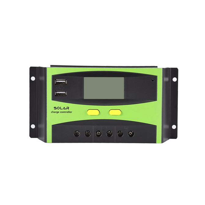 30A 12V 24V Auto Work Solar Charge Controller PWM With LCD Display, Dual USB Solar Cell Panel Charger Regulator Black