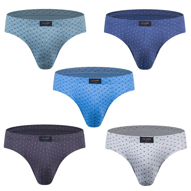 Men\'s Briefs Pure Cotton Dot Print Triangle Breathable Sexy Youth Underwear Dark Grey/XXXL