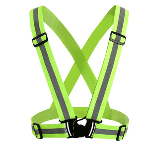 4cm Elastic High Visibility Neon Safety Vest Reflective Belt Fit For Running Cycling Sports Outdoor Clothes Green