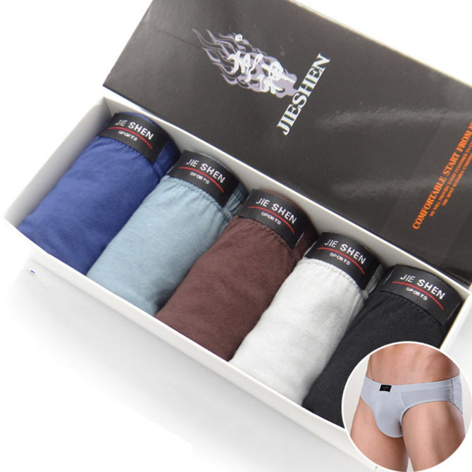 Men\'s Briefs Pure Cotton Triangle Breathable Large Size Youth Underwear 5 PCS/Box Multi/5XL