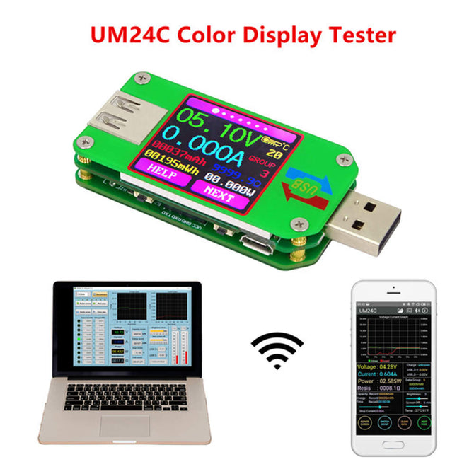 ESAMACT UM24c APP USB 2.0 Type-C LCD Voltmeter Ammeter Voltage Current Meter