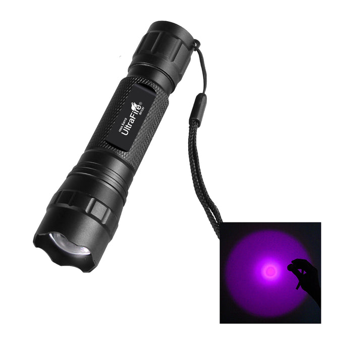 New LG Focusing UV Flashlight 501UV Purple UV Light UV 395nm Flashlight Light 1 Mode + Pressure Switch