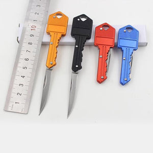 Portable Mini Folding Stainless Steel Knife, Pocket Multi Tool Key Knife For Outdoor Use Blue