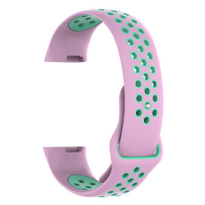 IMOS Replace Smart Bracelet Color Mixing Strap For Fitbit Charge3 - Pink + Cyan