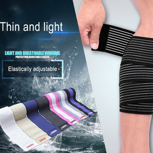 Elasticity Knee Pad Bandage Winding Pressurized Wrist Legging Calf Thigh Protector Legwarmers Gray/One Size
