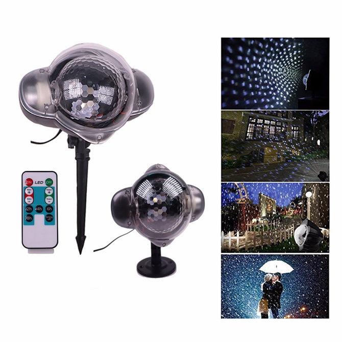 Outdoor Waterproof Snowflake Light, Laser Projection Snow Light W/ Remote Control For Christmas Holiday Decor - UK Plug RGB/0-5W