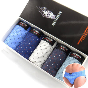 5Pcs Cotton Dot Pattern Briefs Men\'s Underwear, Loose Large Size Panties Shorts Undershorts For Men Multi/XXL