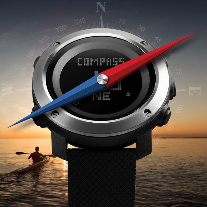 SKMEI Waterproof Round Dial Sports Digital Wristwatch, Men\'s Watch With Pedometer, Compass, 5-Group Alarm Clock Green