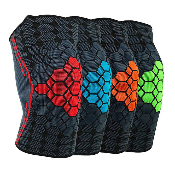 1 PC Stretch Jacquard Knee Pad, Quick-dry Breathable Knee Compression Sleeve For Basketball Blue/L