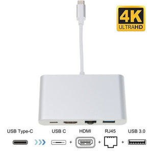 USB C to HDMI 4K+Gigabit Ethernet RJ45 Port + USB 3.1 Type C Adapter