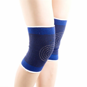 1 Pair Elastic Ribbed Self-heating Sports Knee Sleeves, Breathable Magnetic Therapy Knee Compression Pad Blue