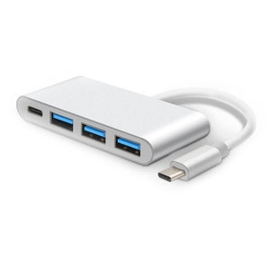 Dayspirit USB 3.1 Type-C to 3-Port USB 3.0 Adapter w/ Type-C Charging Port - Silver