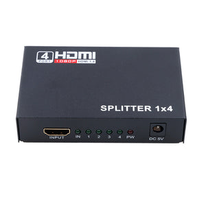 HDMI Splitter 1080p 3D HDMI 1.4 Switcher Output 1 x 4 HDMI Amplifier - Black (EU Plug)