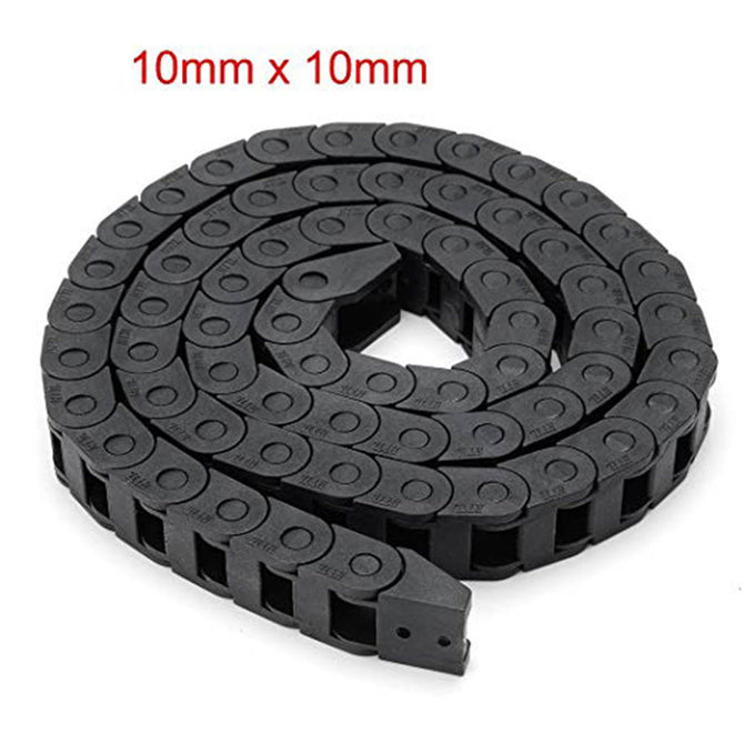 ZHAOYAO 10mm x 10mm Black Plastic Cable Wire Carrier Drag Chain 1M Length for CNC