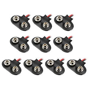 ZHAOYAO 10pcs DC 9V Battery Clip T-Type Buckle Connector Faux Leather Housing Lead Wire 12cm Length