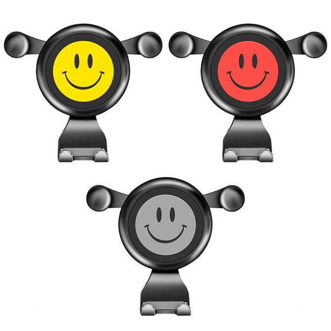 Gravity Car Bracket Outlet Universal Automotive Air Conditioning Navigation Smiley Mobile Phone Holder Red